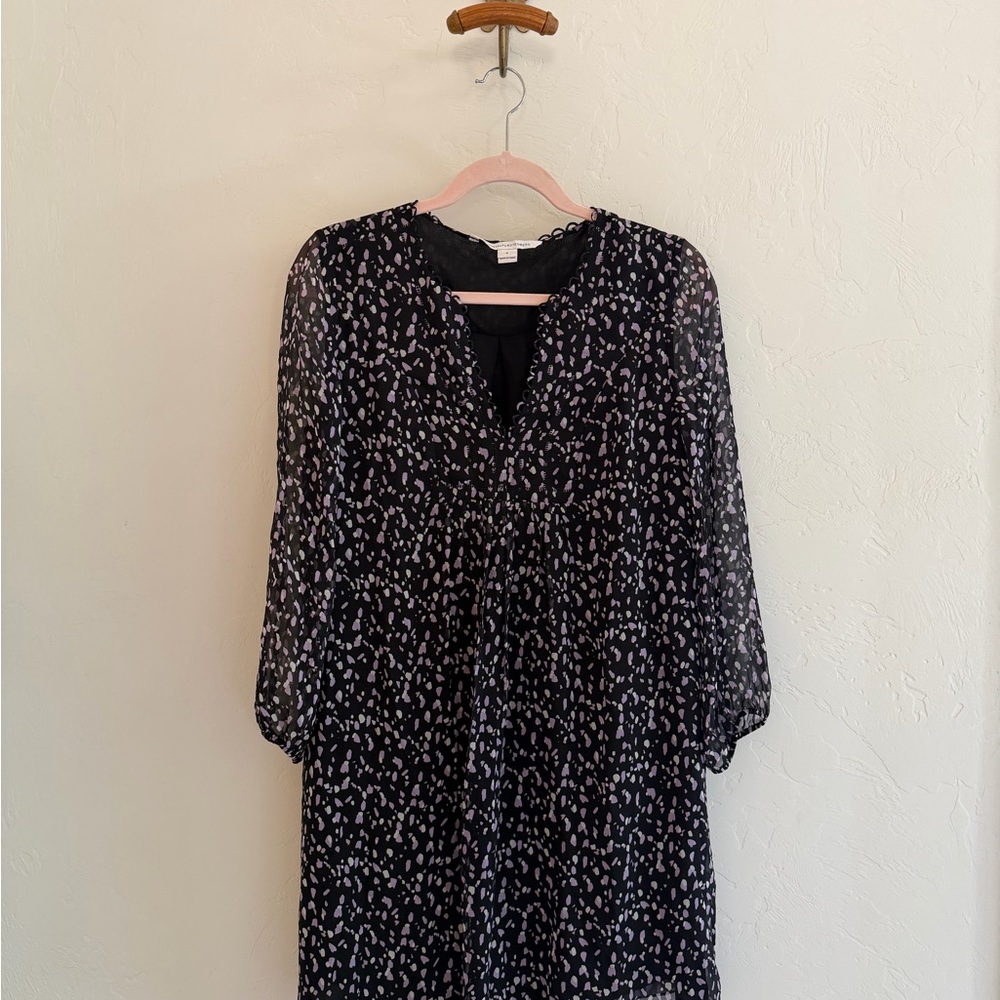 Diane Von Furstenberg Black Dress with Pale Pink and White Print